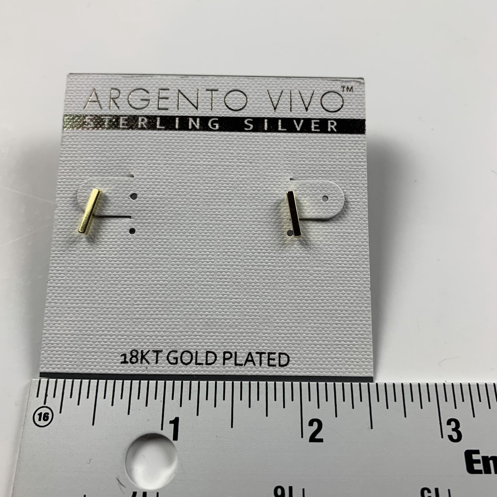 Argento Vivo Women's Jewelry Sterling Silver 18k Gold Plated Bar Studs Earrings